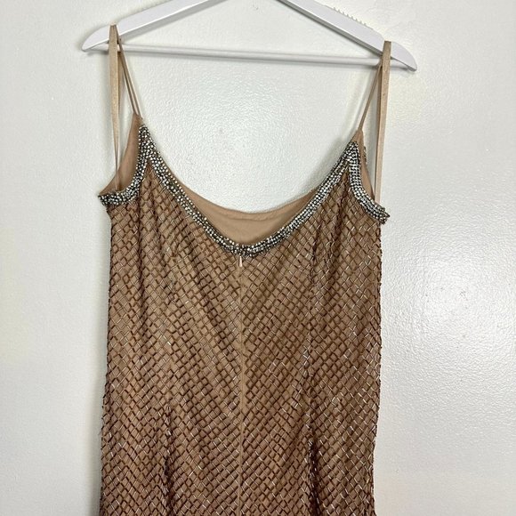 MAC DUGGAL Lattice Bead Sheath Gown in Nude Size US 10 - Picture 12 of 16